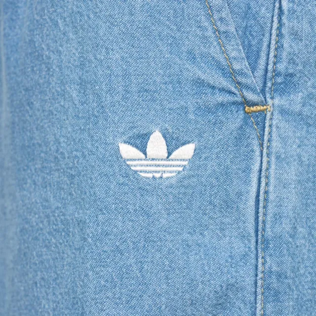 【adidas 愛迪達】丹寧短褲 LF4604 女款ORIGINALS綁帶寬鬆休閒牛仔短褲