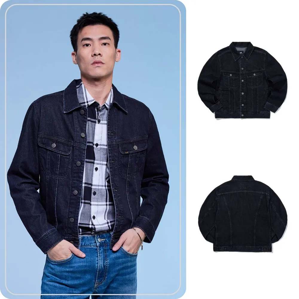 【Lee】男裝 牛仔外套 / 經典闊型 深藍洗水 標準版型 / 101+ 系列(LB414005718)