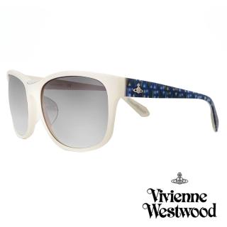 【Vivienne Westwood】英國精品白框LOGO星球時尚繽紛鏡腳系列太陽眼鏡(象牙白) - VWW787-04