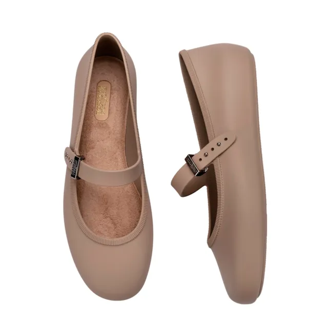 【Melissa】圓頭素面瑪莉珍鞋(咖啡色) 防潑水