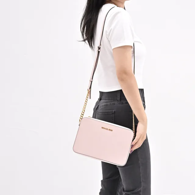 【Michael Kors】經典MK LOGO防刮鍊條斜背包方包(粉)