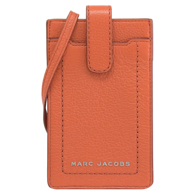 【MARC JACOBS】簡約皮革信用卡休閒手機袋斜背包(桃橘)