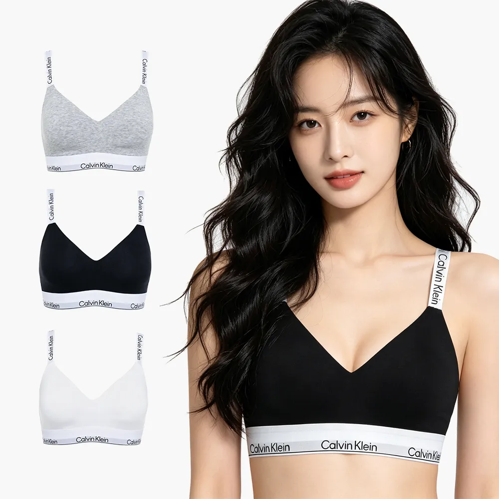 【CALVIN KLEIN】CK內衣 Logo緹花肩帶 無鋼圈內衣 集中 美背 黑 灰 白 (QF8504)