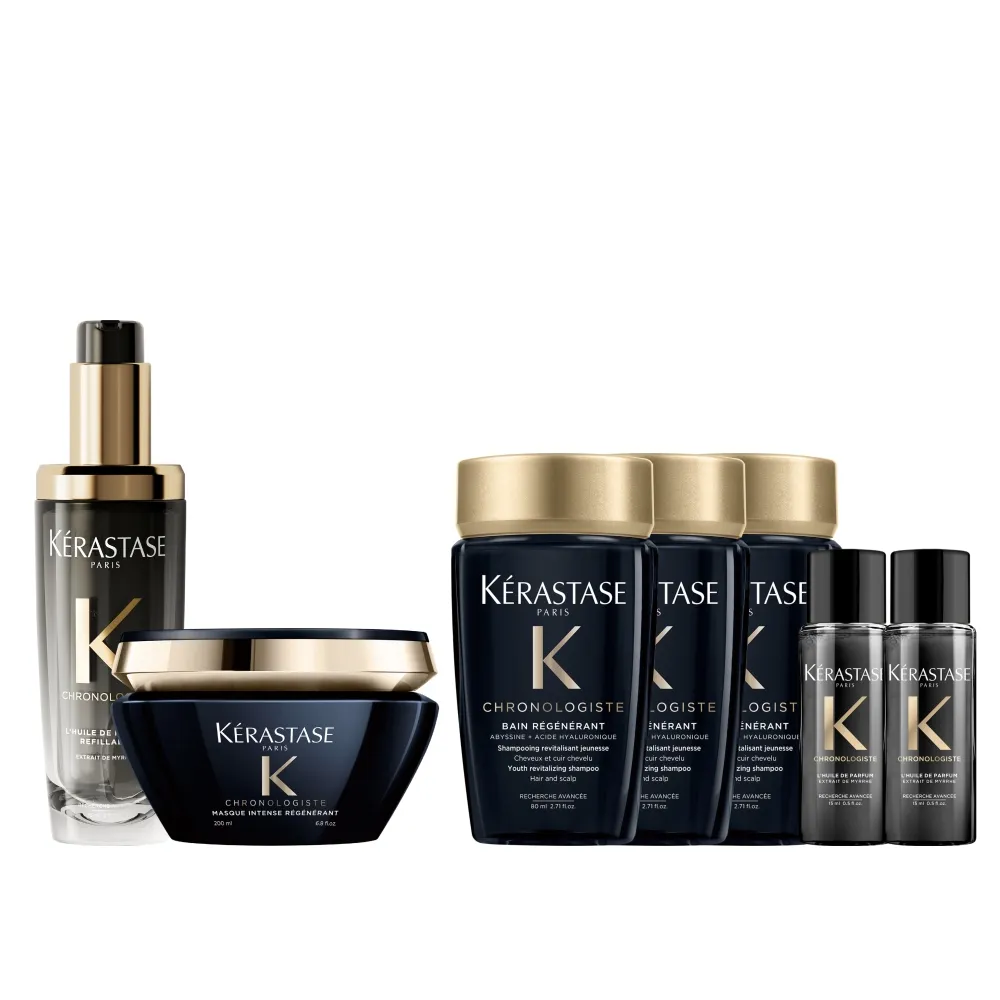 【KERASTASE 巴黎卡詩】黑鑽極萃逆時寵奢組(髮油+髮膜/新升級/護髮油)