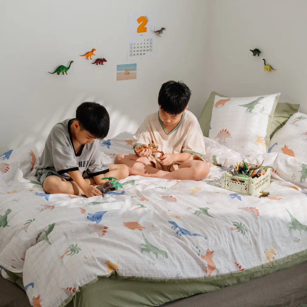 【翔仔居家】100%精梳純棉 兩用舖棉被套床包4件組-多款任選(雙人/雙人床包/純棉床包/純棉被套)