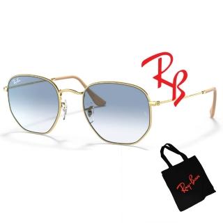 【RayBan 雷朋】時尚金屬多邊形太陽眼鏡 RB3548 001/3F 54mm 金框抗UV漸層鏡片 公司貨(搭贈RAY BAN托特包)