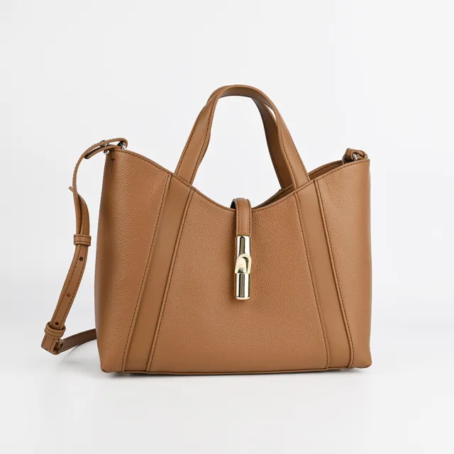 【FURLA 芙拉】Goccia S 手提/肩背/斜背三用包(s號/焦糖棕)