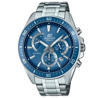 【CASIO 卡西歐】EDIFICE 極光銀藍防水腕錶 EFR-552D-2A