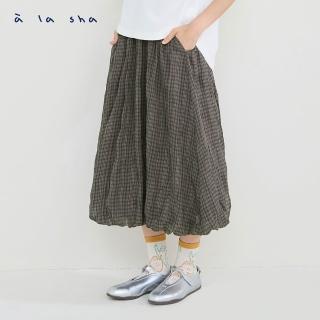 【a la sha】格紋舒適泡泡裙