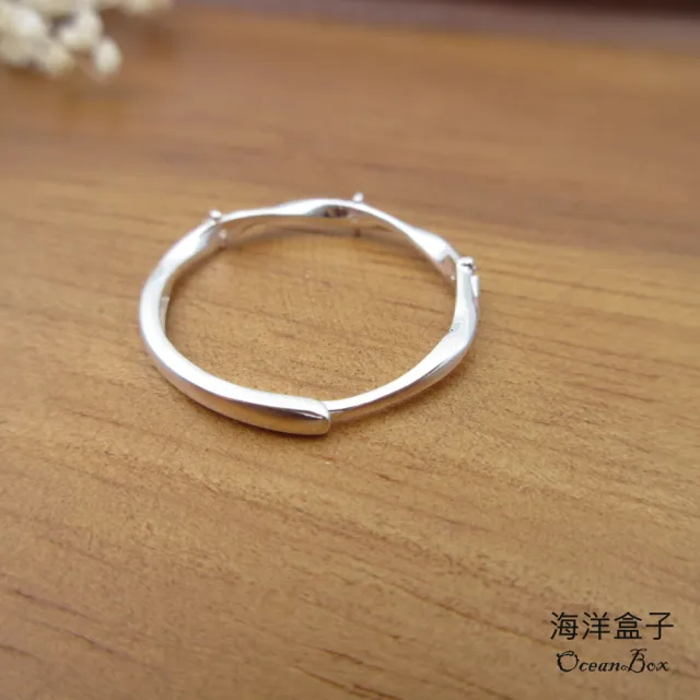 【海洋盒子】優雅竹節設計四芒星鑽S999純銀戒指