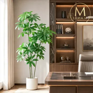 【Floral M】頂級擬真發財樹170cm大型仿真植栽(贈花盆)(仿真樹/免澆水/室內佈置/招財擺設/店面擺設)