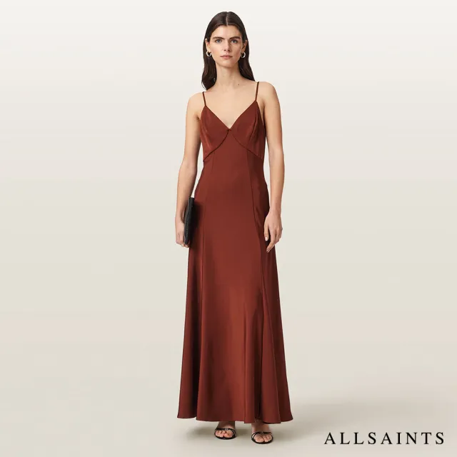 【ALLSAINTS】IRINA 細肩帶長洋裝-棕 W024DF(合身版型)