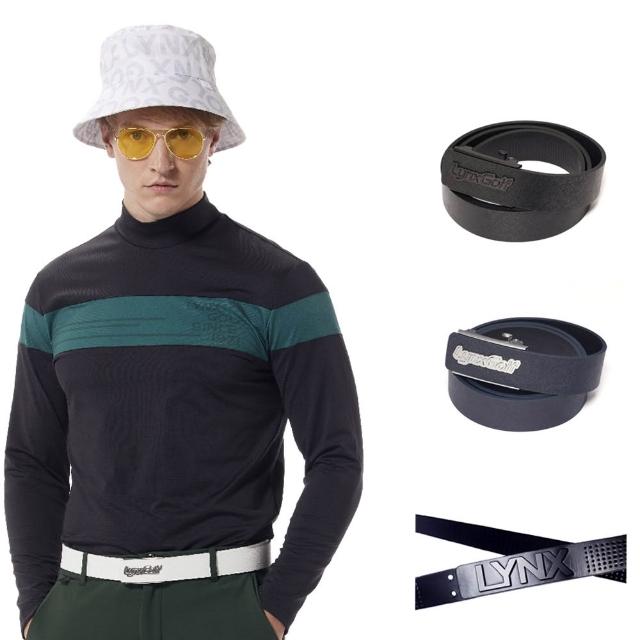 【Lynx Golf】爸氣十足！男款果嶺時尚立體雷雕牛皮扣式/自動皮帶(山貓男款任選)