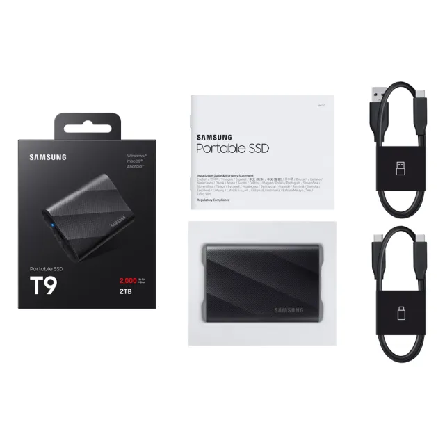 【Samsung 三星】T9 2TB Type-C USB 3.2 Gen 2x2 外接式ssd固態硬碟(MU-PG2T0B/WW)