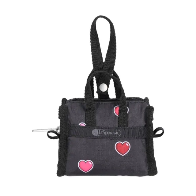 【Lesportsac】Micro Weekender Charm 小吊掛飾零錢包 收納袋(愛心貼紙印花)