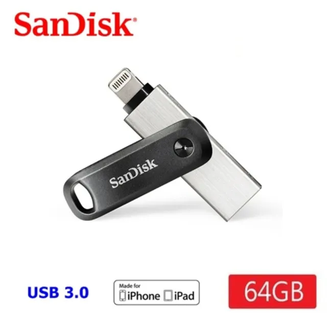 【SanDisk 晟碟】64GB 全新版 iXpand  Drive Go 雙用隨身碟(原廠2年保固  iPhone / iPad 適用)