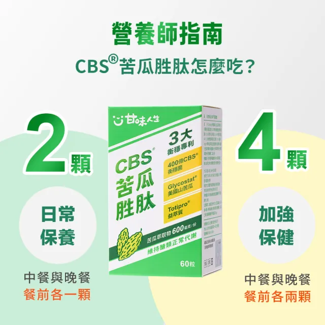 【甘味人生】CBS苦瓜胜月太(60粒x4盒/檢場/衡穩配方:鉻酵母/美國專利山苦瓜/代謝平衡/送禮/父親節/中秋)