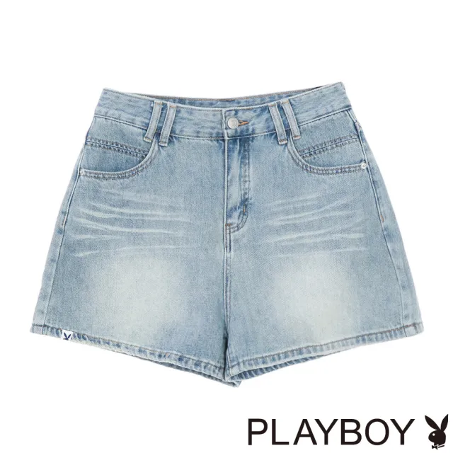 【PLAYBOY】春夏牛仔百搭短褲 - 淺藍色