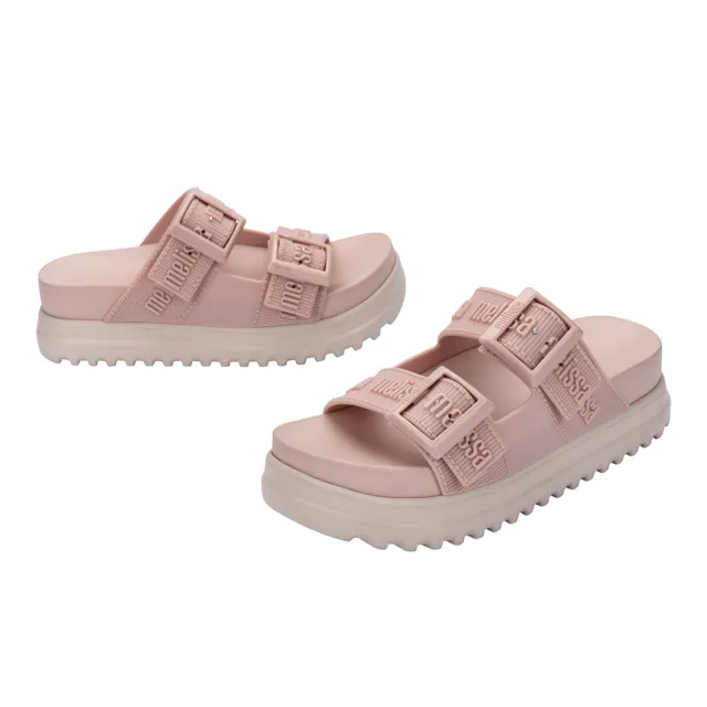 【Melissa】LOGO雙扣帶厚底拖鞋-大童(粉色) 防潑水