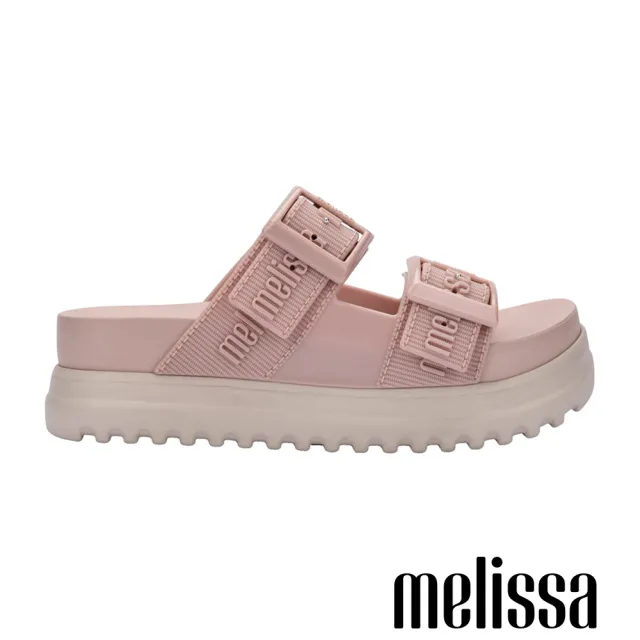 【Melissa】LOGO雙扣帶厚底拖鞋-大童(粉色) 防潑水