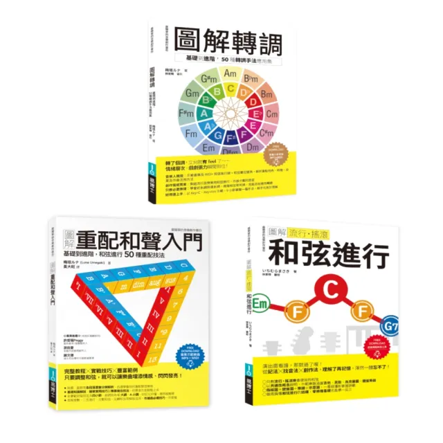 ICHI+梅垣雙師聯授音樂創意自由套書(共三冊):轉調+重配和聲入門+流行搖滾和弦進行