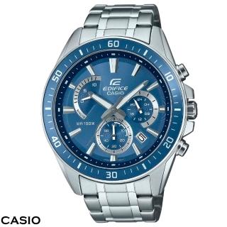 【CASIO 卡西歐】極光銀藍防水腕錶 EFR-552D-2A
