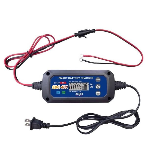 【麻新電子】麻新電子 SBC-400車用智慧型6V12V鉛酸/鋰鐵電池雙模充電器 1入 車麗屋