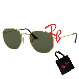 【RayBan 雷朋】時尚多邊形太陽眼鏡 RB3548N 001 54mm 金框G15經典墨綠色鏡片 公司貨(搭贈RAY BAN托特包)