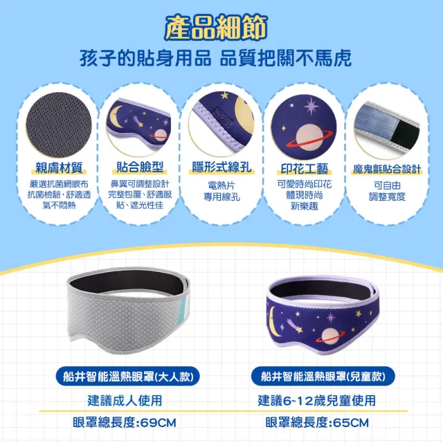 【funcare 船井生醫】智能石墨烯熱敷厚蒸氣SPA眼罩(成人兒童親子組+金盞花噴霧x2盒)