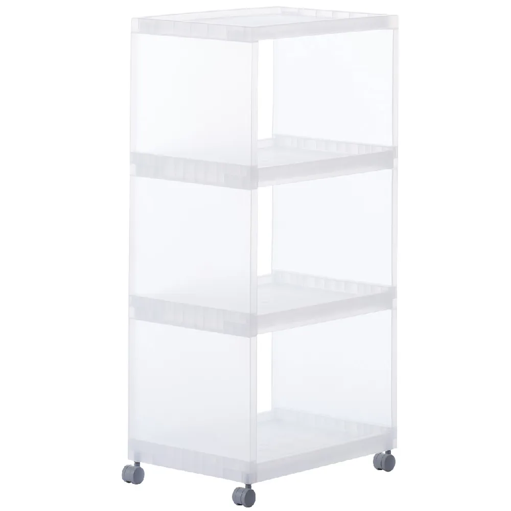 【MUJI 無印良品】PP組合箱/3段/附輪子 整體：約寬29×深41.5×高83cm　內寸：約寬26×深37×高22cm