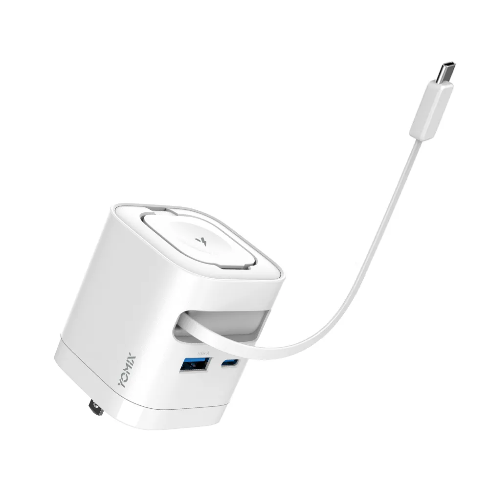 【YOMIX 優迷】65W氮化鎵四合一手錶自帶線快充充電器(Type-C/USB/Apple Watch/筆電快充/豆腐頭/充電頭)