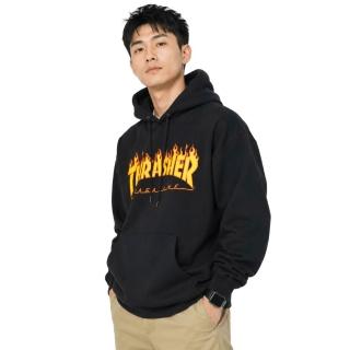 【Thrasher】Thrasher 美線 FLAME LOGO HOODIE 滑板 火焰T 長袖 帽T 刷毛 黑色(美版版型 請留意尺碼數據)
