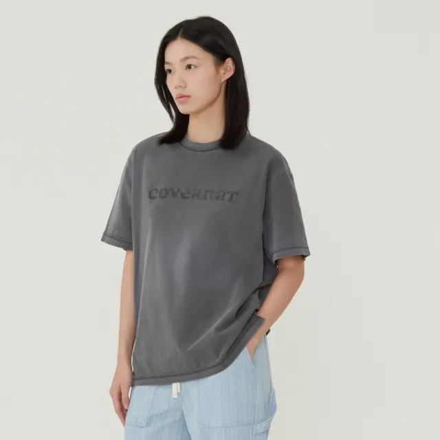 【COVERNAT】女款寬鬆洗舊風LogoT恤 炭灰(WMS短袖上衣)