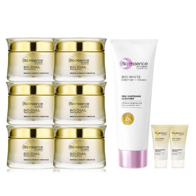 【Bio-essence 碧歐斯】乳霜 BIO蝸牛原液修護嫩滑霜50g(6入組)