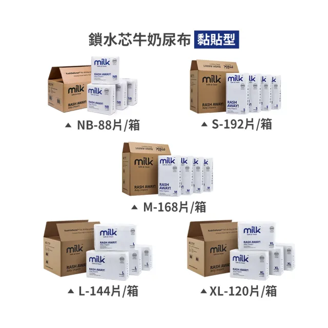 【milk】鎖水芯牛奶尿布 黏貼型 S-XL-多款任選(2箱組)