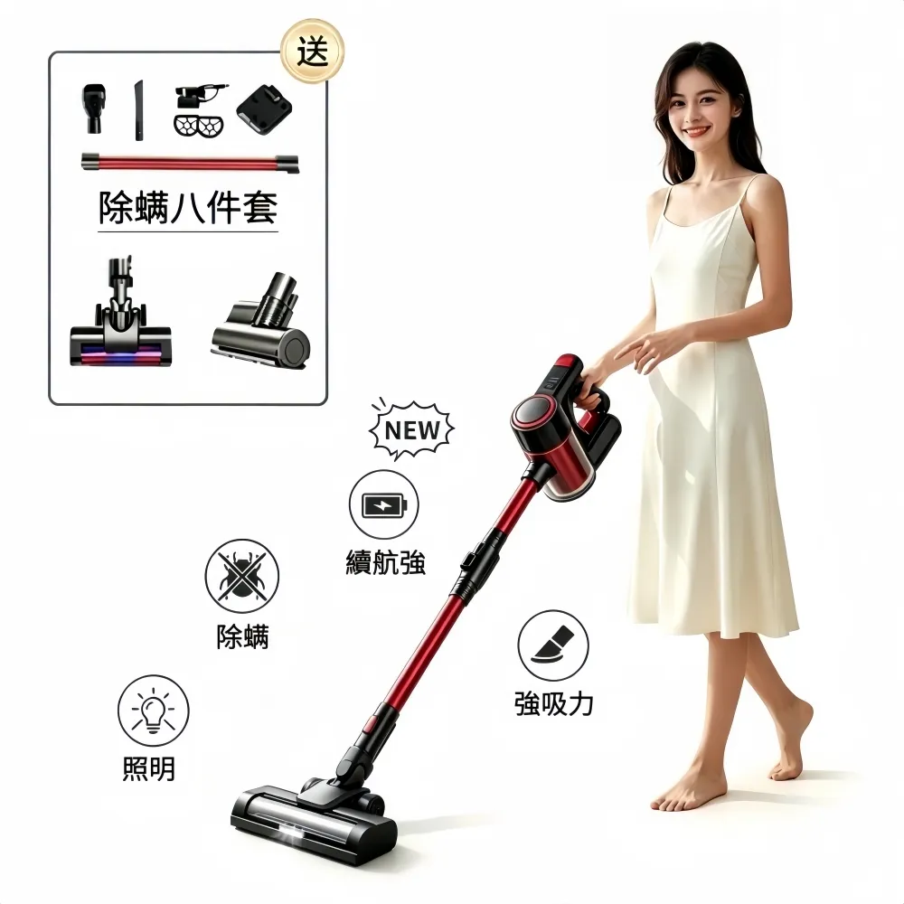 【小不記】無線手持吸塵器 可伸縮款 塵蟎吸塵器 除螨吸塵器 吸塵器 除螨機 手持吸塵器 除塵器 附壁掛支架