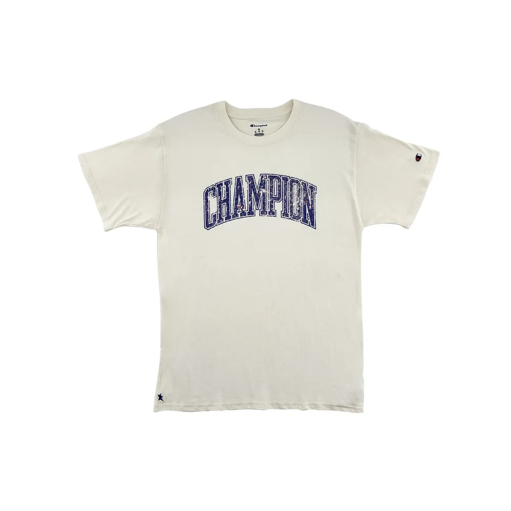 【Champion】官方直營 男款-LOGO印花短袖上衣-米色(GT23H-586Q0B-NTC-美規)