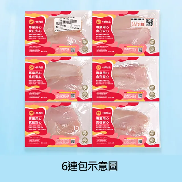 【卜蜂】急凍生鮮 去皮清雞胸肉 真空6連包x2組_momo美味標章認證(2.7kg/組_團購美食.居家料理)