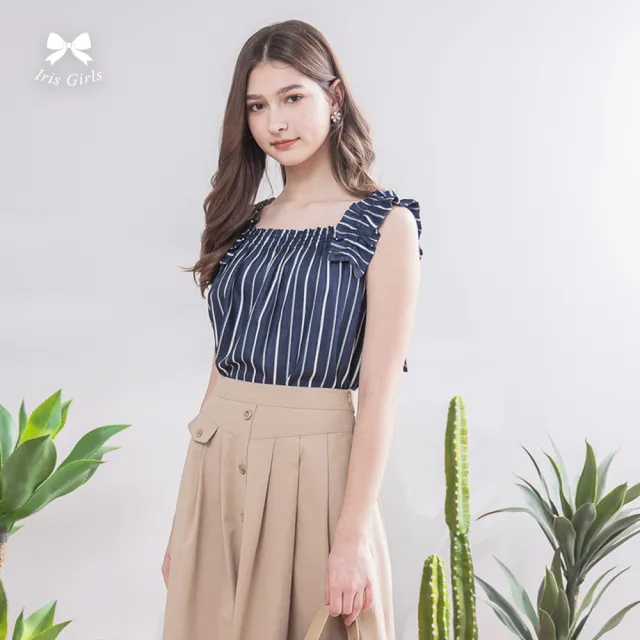 【Iris Girls 艾莉詩】海島風光傘版上衣-藍色(51141)