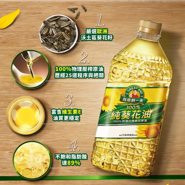【得意的一天】100%葵花油2Lx6瓶 (送大容量日本玄米油1.58L)
