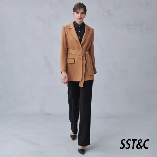 【SST&C】女裝 暗金菊色後綁帶翻領外套8162211005(雙11精選)