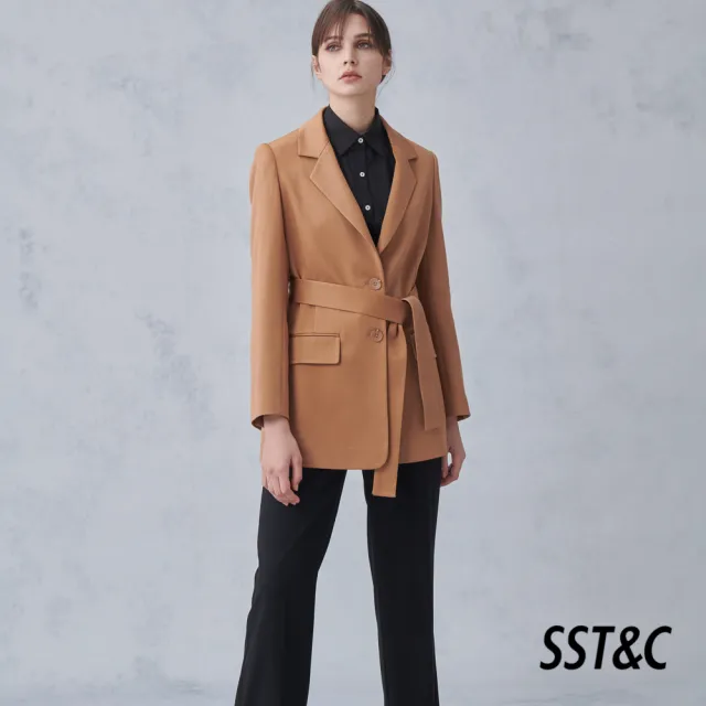 【SST&C】女裝 暗金菊色後綁帶翻領外套8162211005(雙11精選)