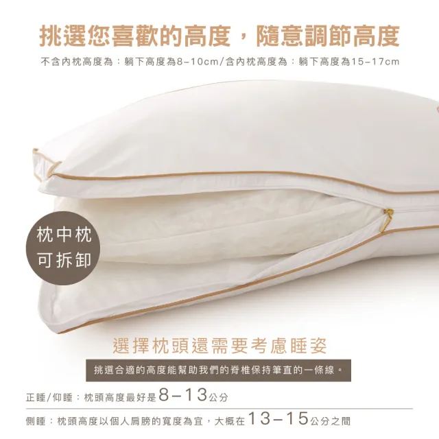 【ISHUR 伊舒爾】水鑽超柔立體羽絲枕1入(贈天絲枕套1入/羽絨枕/羽毛枕/枕頭)