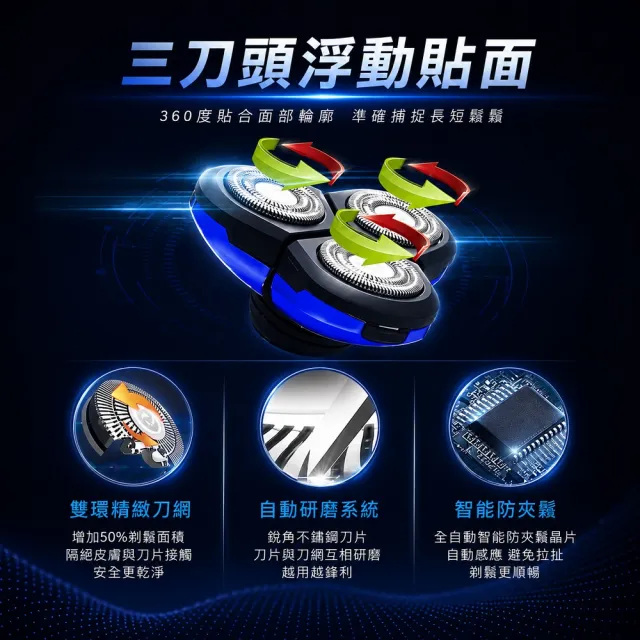【SAMPO 聲寶】多功能水洗三刀頭電動刮鬍刀/電鬍刀/鼻毛刀(EA-Z1901WL)