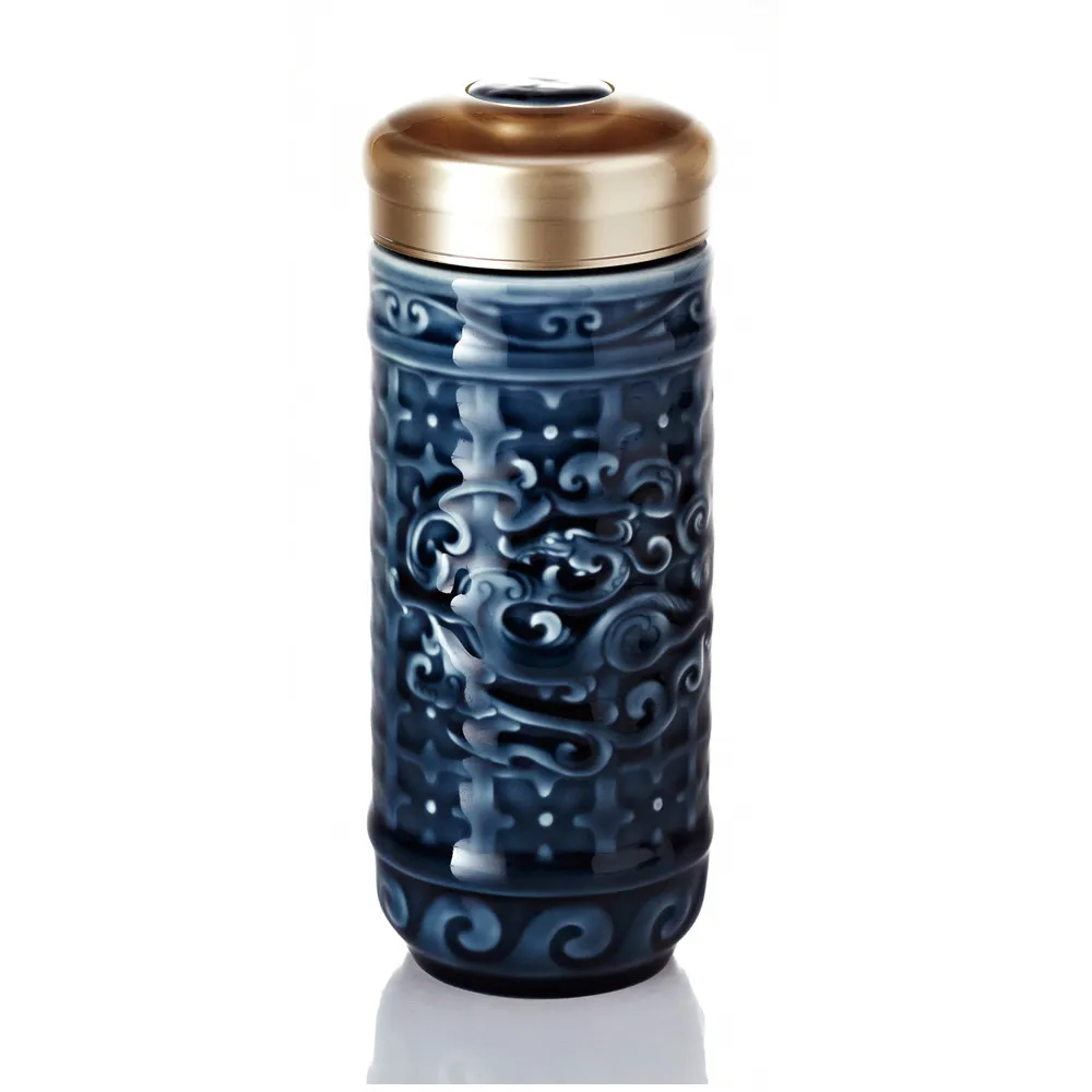 【乾唐軒】勢在必得雙層陶瓷隨身杯 350ml(礦藍)