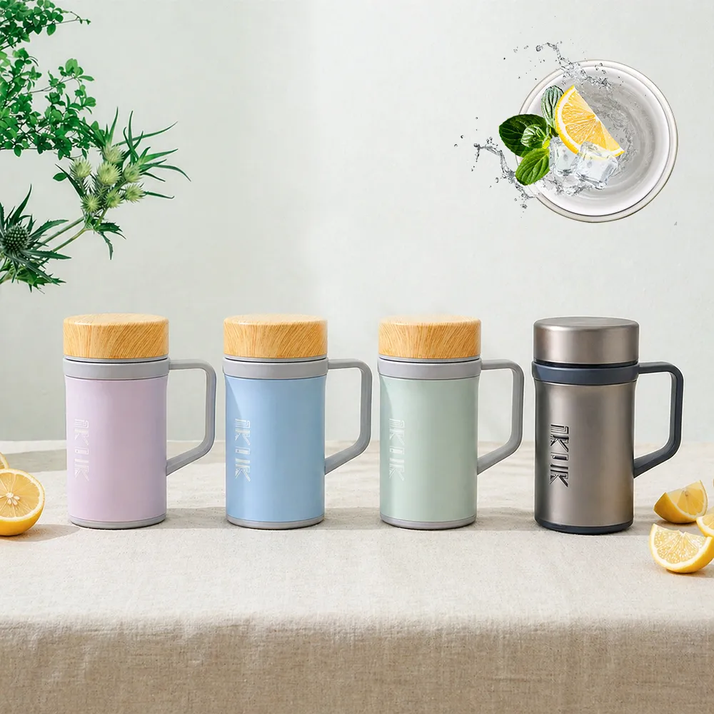 【IKUK 艾可】真陶瓷內膽保溫杯-瓷芯上蓋手把保溫杯500ml(辦公杯/咖啡保溫杯/保溫瓶/母親節禮物)
