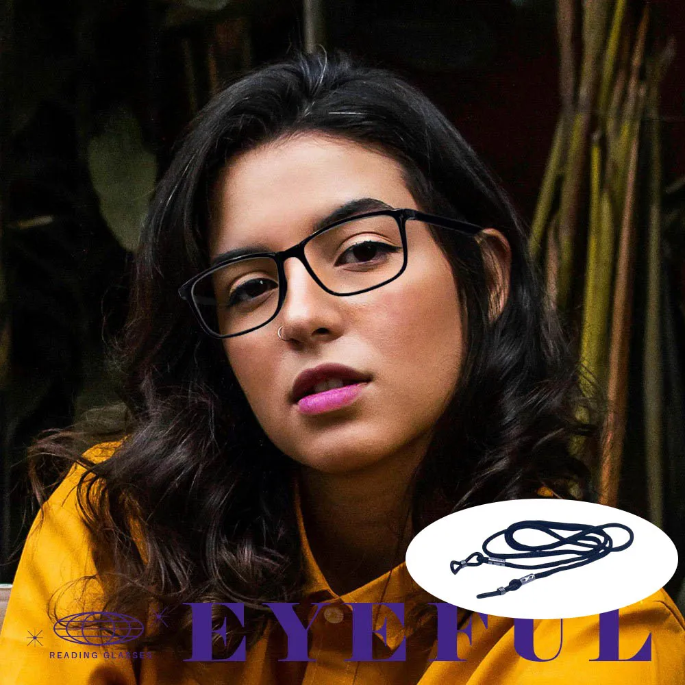 【EYEFUL】抗藍光老花眼鏡 大方框素面黑款(濾藍光 舒適耐用 不壓鼻 不壓耳)