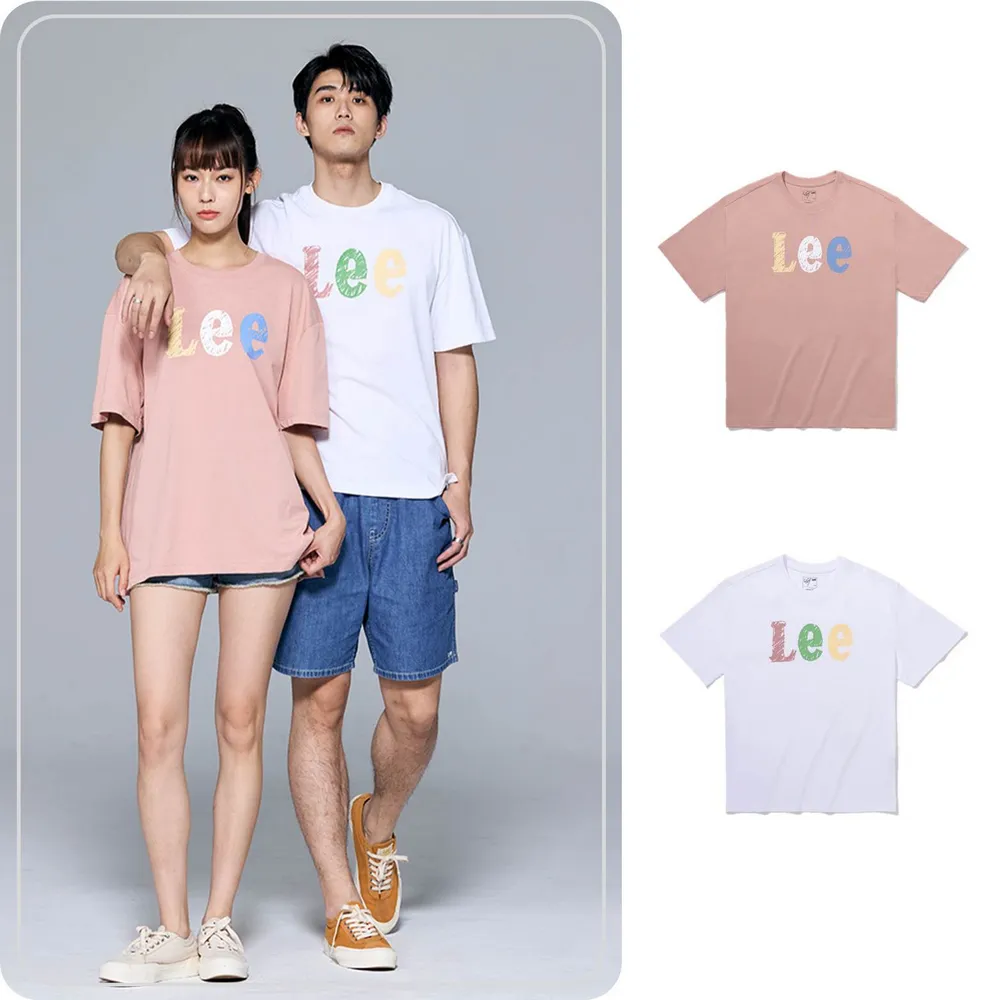 【Lee】男女同款 短袖T恤 / 彩色手繪 塗鴉大LOGO印花 共2色 男女共版(LB402067K14 / LB402067173)