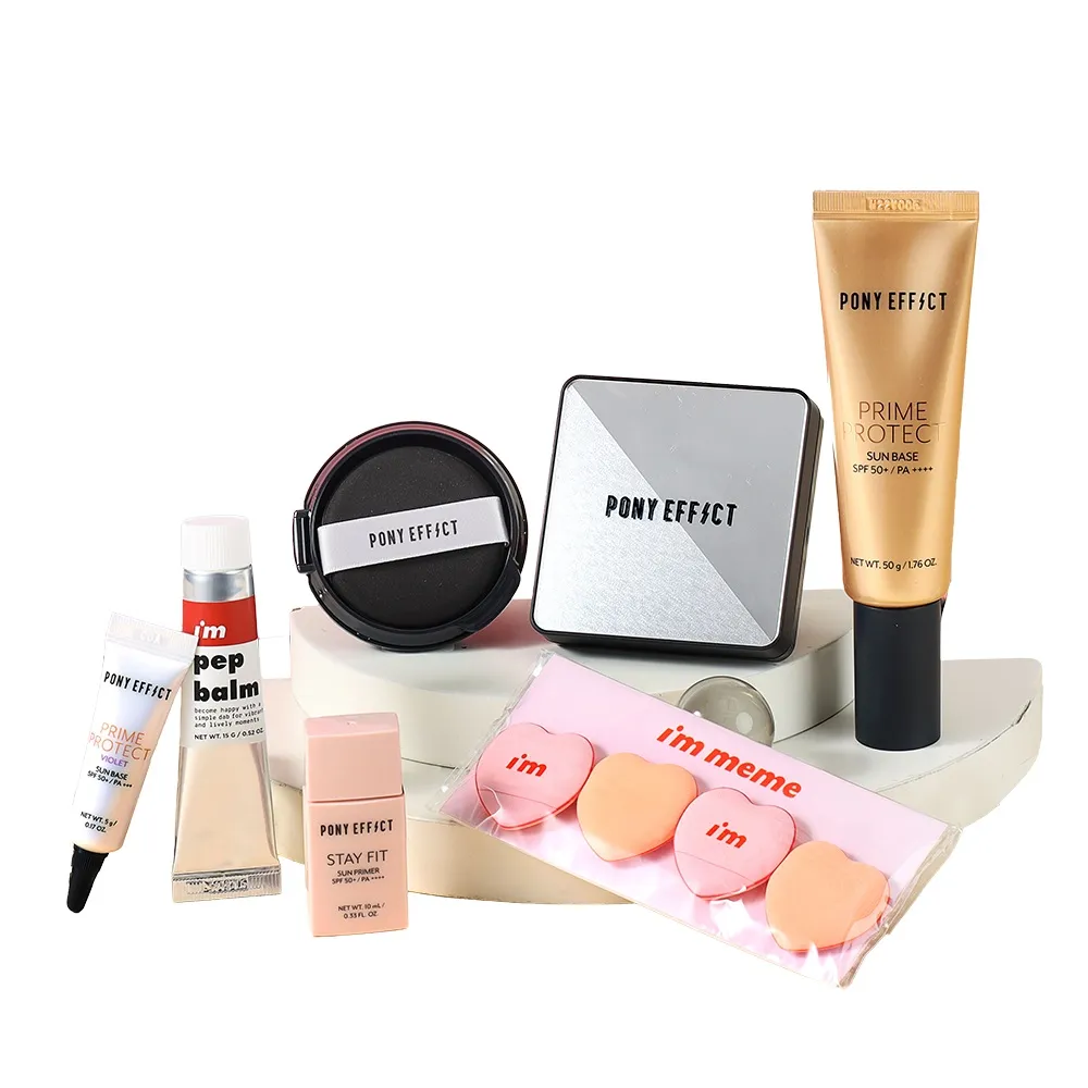 【Beauty Box】momo美妝盒(PONY EFFECT水透光+無重力超進化氣墊+水透嫩+水透紫+奶霜唇頰水彩+手指粉撲)