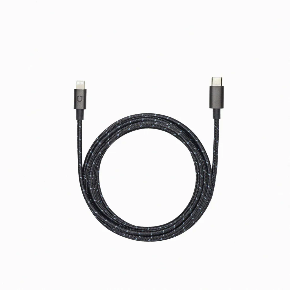 【RHINOSHIELD 犀牛盾】Lightning to Type-C/ USB-C 蘋果黑色編織傳輸充電線 (1公尺)